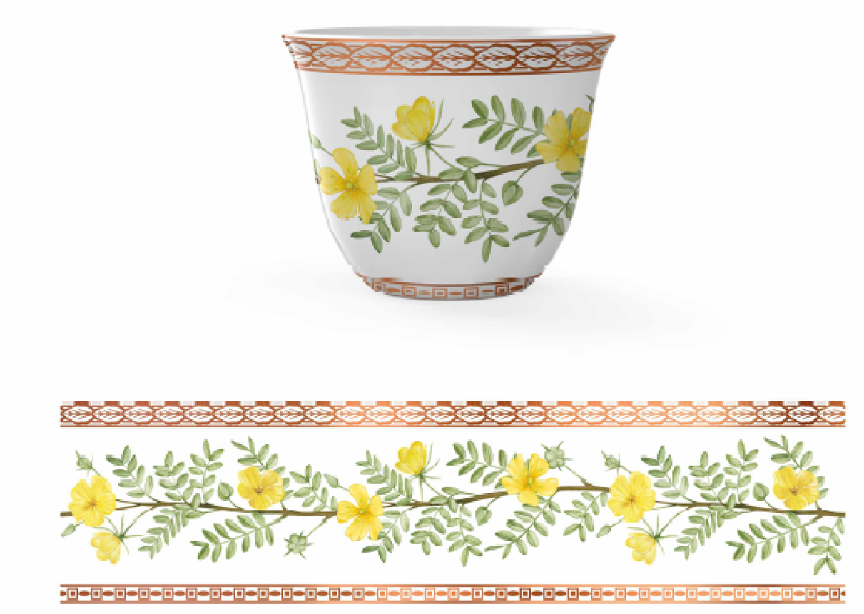 Ghawa Cup Gift Box Set of 6 Pieces UAE National Flower